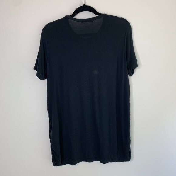 Brandy Melville Casual Basic T-shirt Short Sleeve Slub Gray Black One Size - Picture 4 of 11